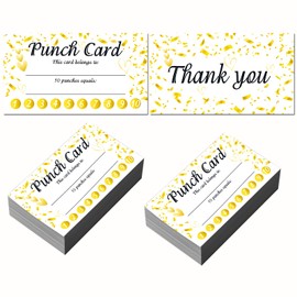 200 Pieces Reward Punch Cards Customer Loyalty Cards Incentive Cards Business Card Size for Business, Class, School