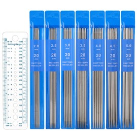 36 Pcs Double Pointed Knitting Needle Sets, 2 mm/2.5 mm/3 mm/3.5 mm/4 mm/4.5 mm/5 mm Stainless Steel Metal Knitting Needles with Double Ended, 7 Sizes Knitting Pins Knitting Needles(20cm.7.9inch Long)