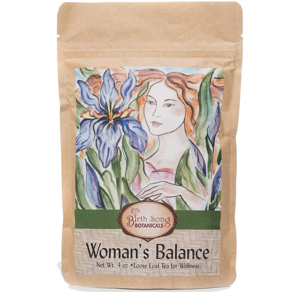 Birth Song Botanicals Organic Woman's Balance Ashwagandha Wellness Herbal Tea, Herbal Supplement to Help Regulate Your Cycle, Balance Hormones, Aid Ovulation, 4oz Bag
