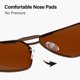 ANRRI Square Aviator Polarized Sunglasses Double Bridge Women Men Vintage UV Protection Brown Metal Frame Sun Glasse