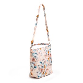 Vera Bradley Women's Performance Twill Oversized Hobo Shoulder Bag, Peach Blossom Bouquet, One Size