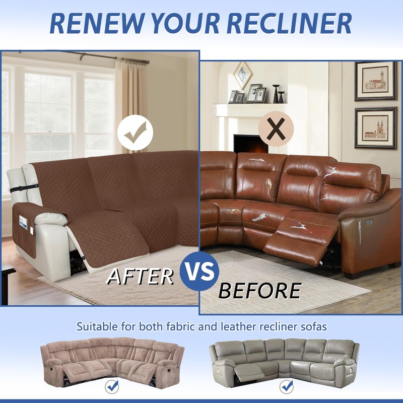 Arfntevss Recliner Sectional Couch Covers 1OO% Waterproof L Shape Sofa