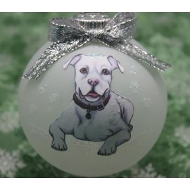 D540c Hand-made CUSTOMIZABLE Christmas Ornament dog - Pit Bull Terrier white