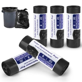 Pack of 100 Toilet Bags Black Set – Camping Toilet Bag Biodegradable 30 L, Camping Toilet Bag for All Camping Toilets, Bin Bags Extra Thick, Waterproof, Camping Toilet Accessories