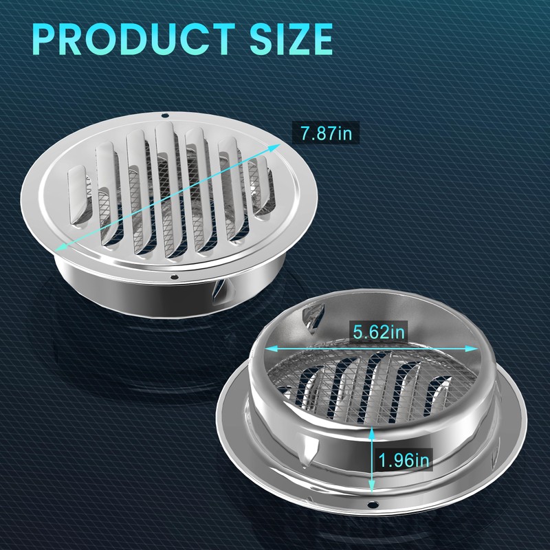 Stainless Steel Soffit Vents 6 Inch, HG Power Round Vent
