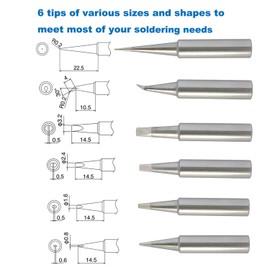 ShineNow Quality T18 Soldering Tip Set 6pcs Replacement for Hakko FX-888D FX-888 FX8801 FX-600 T18 with A Solid Metal Tip Holder