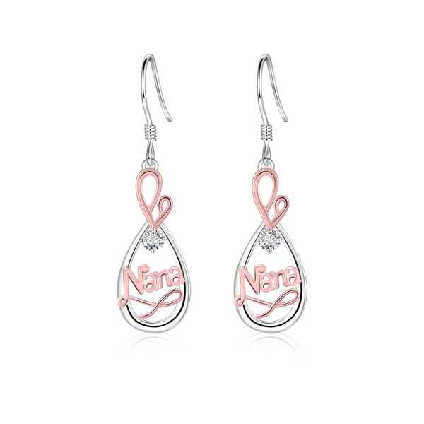 Teardrop Mama/Nana Dangle Earrings for Women - 925 Sterling Silver