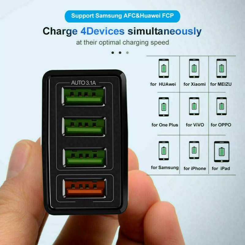 Unbranded US 4 Port Fast Quick Charge QC 3.0 USB