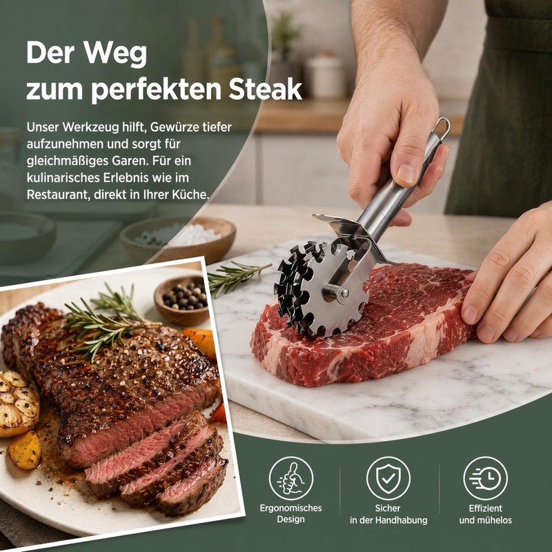 Angoily Steak tenderiser meat tenderiser stainless steel rolling meat tenderiser