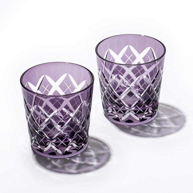 Taimuro Kobo TB90152-1Ms Edo Kiriko Arai Crest Cold Sake Cups,