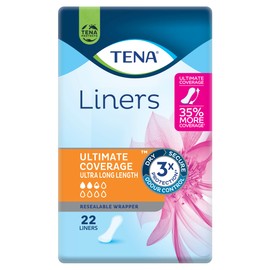 TENA Ultra Long Length Liner, Light Incontinence, Pack of 22