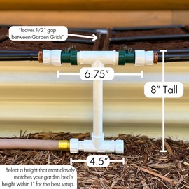 Multi-Garden Grid Connection Manifold | Connect Two Neighboring Garden Grids Together and/or Daisy-Chain from Manifold to Manifold with Garden Hoses to Connect Many Garden Grids | 8" Height