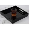 Glossy Black Sturdy Acrylic Serving Tray with Handles-12x12Inch-Serving Coffee,Appetizer,Breakfast,Butler-Kitchen Countertop