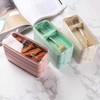 Mejiwasmi Portable Bento Box, 3-layers Lunch Box, 900ML Wheat Straw