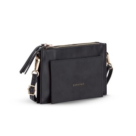 Expatrié Isabelle Women's Shoulder Bag, Elegant Clutch and Crossbody Bag with Removable Shoulder Strap, Flat and Small Handbag for Weddings and Going Out, black