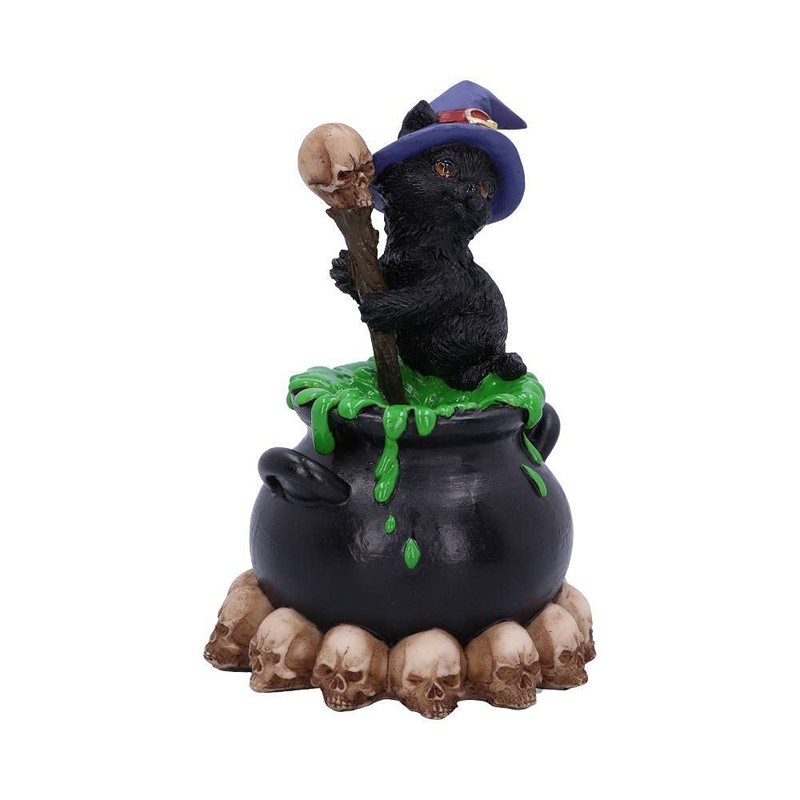 Nemesis Now Spook Witches Familiar Black Cat and Bubbling Cauldron