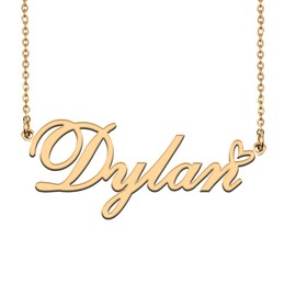 Unique Name Necklace Gold with Heart Customized Jewelry Gifts for Women Dylan