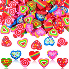 100 Pcs Valentinesi Erasers for Kids Bulk Heart Pencil Erasers Rubber Eraser Assorted Novelty Erasers Heart Erasers for Classroom Valentine's Day Party Favor School Student Homework Rewards Gift