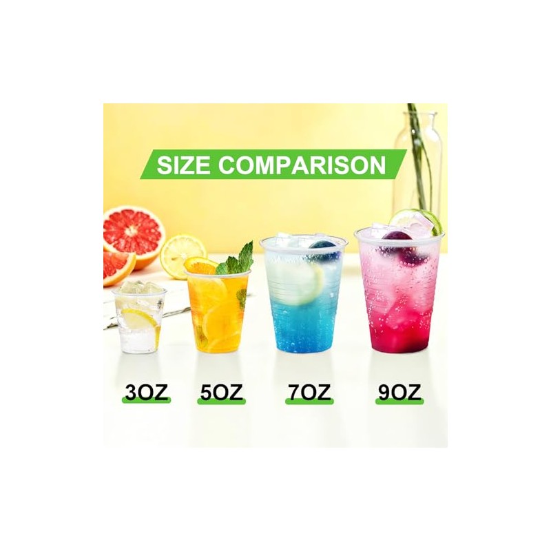 Huifany 600 Pack 7 oz Plastic Cups, Rimmed Disposable Cold