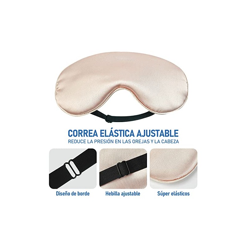 Antifaz para Dormir de 3 Piezas, Mascarilla de Seda para