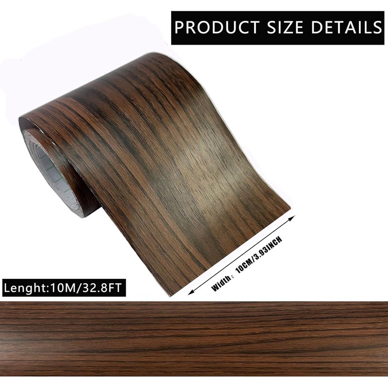 DESOMINOR 32.8Ft Black Border Peel &Stick Wood Grain Wallpaper Border