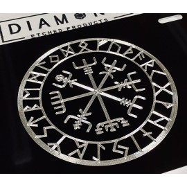 Diamond Etched Products Engraved Viking Runes Vegvisir Compass Car Tag Diamond Etched Alum License Plate