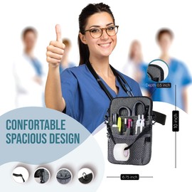 First Lifesaver 4-in-1 Nurse Fanny Pack with Medical Gear Pockets, Tape Holder, and Utility Storage for Stethoscopes, Bandage Scissors, and Emergency Supplies, Student and Nurse Use (Gray)