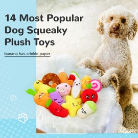 LEGEND SANDY LEGEND SANDY 14 Pack Dog Squeaky Toys Cute Stuffed Plush Fruits Snacks and Vegetables Dog Toys for Puppy Small Medium Dog Pets
