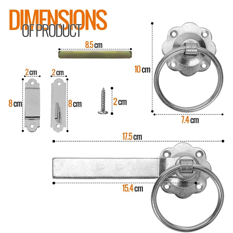 Ring Gate Latch Silver for Wooden Gates Zinc Plated 6"/150mm