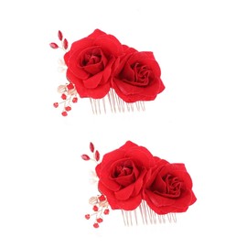Abaodam 2 Pcs Flower Hair Comb Hair Clip Bridal Headpiece Chinese Style Hairpin for Wedding