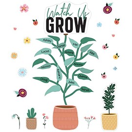 Carson Dellosa 72 Pc. Grow Together Watch Us Grow Bulletin Board Set, Plant Bulletin Board Set with Flower Decor, Plant Decor, and Greenery Accents for Bulletin Board and Spring Classroom Decor