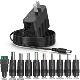12V 3A Power Supply 36W 12V 3A Power Adapter with 10 Interchangeable Jacks 12V 2.5A Power Supply 12 Volt Universal Charger for LED Strip Light for CCTV Camera for BT Speaker for GPS, Webcam, Router
