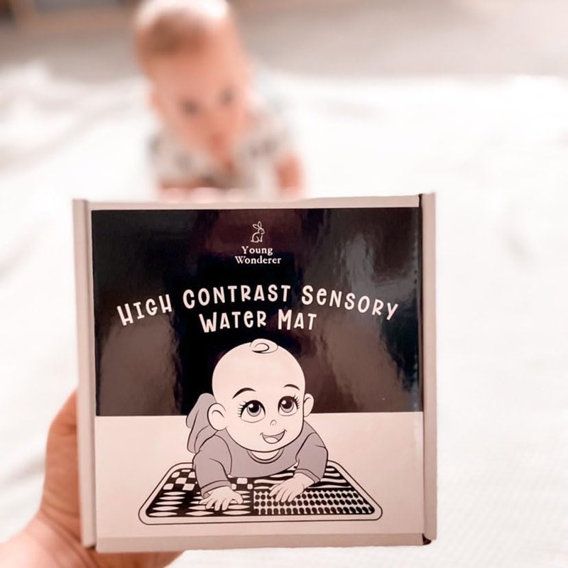 High Contrast Black and White Sensory Water Mat, Tummy Time