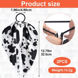 YALOJE 2pcs Cow Print Hair Band, Elastic Elastic Hair Tie Ropes, Non-Slip Bow Hair Scarf Scrunchies for Women, Bowknot Ponytail Holder Hair Accessories for Thick, Long, Curly Hair