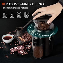 Secura Conical Burr Coffee Grinder, Electric Coffee Grinder with 18 Grind Settings, Adjustable Burr Mill Coffee Bean Grinder for 2-10 Cups