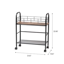 IRIS USA Slim Wood and Metal Rolling Storage Cart, Brown