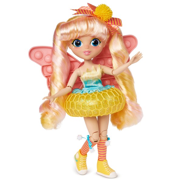 Sunny Days Entertainment Fidgie Friends Dandelion Wishes – Butterfly Wing Pop It with Stress Ball Skirt | 10.5 Inch Fashion Doll with Fidgets | Sensory Toys for Kids