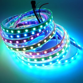 Boarda WS2812B RGB 5050SMD Individually addressable LED Strip Light,5V 5m Programmable WS2812B 300 Pixels IP67Dream Color DIY Projects Strip Lighting, Black Pcb, 5M 300LEDs IP67 Waterproof