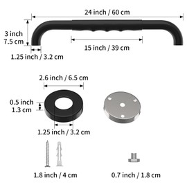 24 Inch Shower Grab Bar w/Anti Slip Rubber Grip, Munzong Black Stainless Steel Bathroom Grab Bar, Bathroom Balance Bar,Safety Handrail Support,Handicap Injury Elderly Senior Assist Bath Handle