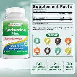 Best Naturals Berberine Plus 1000mg per Serving 120 Capsules | Best Naturals