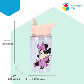 My sweety pop - Plastic Drinking Bottle Minnie Mouse - Children - Nursery - School - Holiday - Meal - 12 cm - 450 ml - Hydration - Gift Idea (Minnie Mouse - Transparent/Orange)