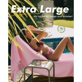 Oversized Cotton Turkish Beach Towels 74"x38" Thin Quick Dry Sand Free Pool Swim Bathing Towel Extra Large Blanket Adult Travel Essentials Accessories Must Haves Summer Vacation LightGreen Dot