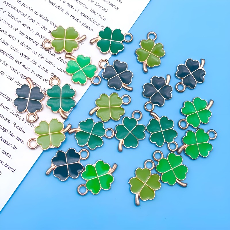 Youdiyla 120pcs Alloy enamel green clover set series Pendant Jewelry