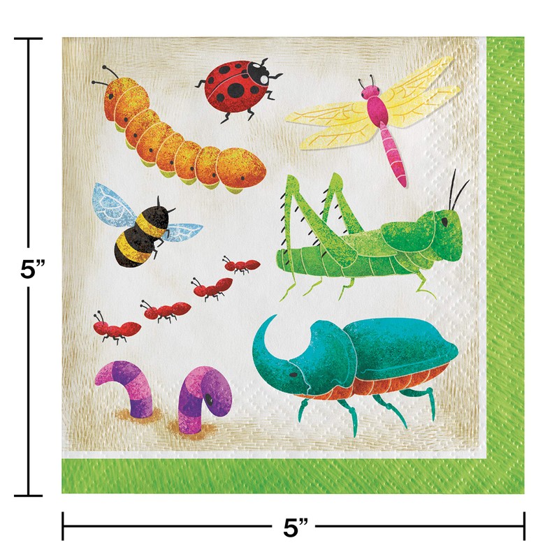 Creative Converting Bugs Party Printed Beverage Napkins - 16pcs