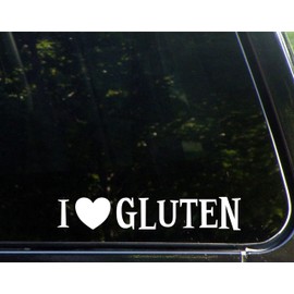 I Love Gluten- 8-3/4" x 1-1/2"- Vinyl Die Cut Decal/Bumper Sticker for Windows, Cars, Trucks, Laptops, Etc3