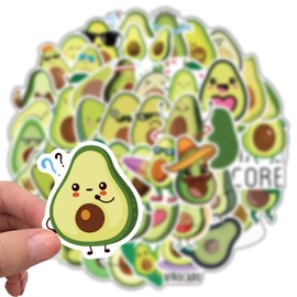 ZYMR Avocado Sticker Set - 50 Pieces Cute Avocado Fruit Stickers, Waterproof, for Water Bottles, Laptops, Mobile Phones, Bikes, Luggage and More, Add Style and Fun to Your Items