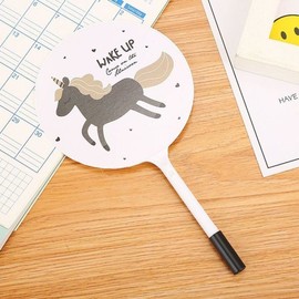 Unicorn fan ballpoint pen, white design fan, promotional ballpoint pen, children / 유니콘 부채 볼펜 화이트 디자인부채 판촉볼펜 어린이
