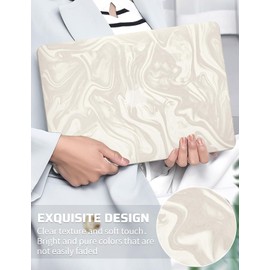 Seorsok Compatible with MacBook Air 13 Inch Case 2022 2021 2020 2019 2018 Release A1932 A2179 M1 A2337 Touch ID,Luxurious and Skin-Friendly Leather Plastic Hard Shell&Keyboard Cover,Khaki Wave