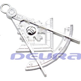 Past Master Collar Jewel SQUARE & COMPASS SILVER PLATED DMP-200S FREEMASON