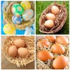YunKo 6Pcs Wooden Fake Eggs Brown Wood Nest Eggs for